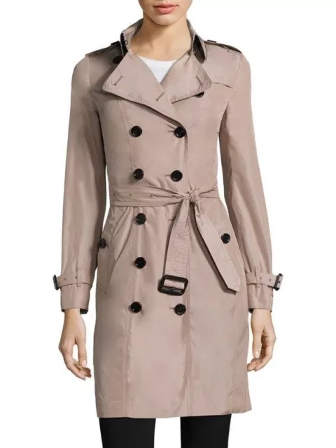 SZ US10, UK12 Burberry Nude Sandringham Slim Double Breasted Trench Coat NWT