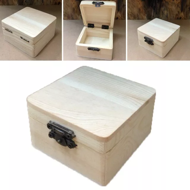 Large Plain Wood Storage Box with Lid and Handles Craft Keepsake Wooden  Boxes