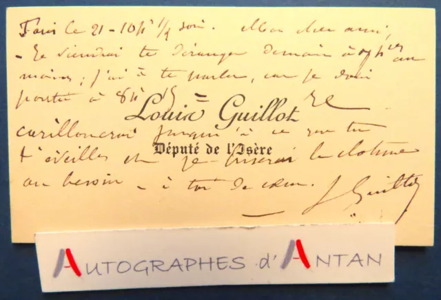 ● CDV Louis GUILLOT député Isère né à Grenoble - médecin / avocat - carte visite