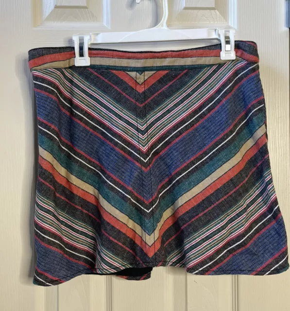 Free People Yours Truly Mini Skirt Size 12 Boho Western Multicolor Chevron