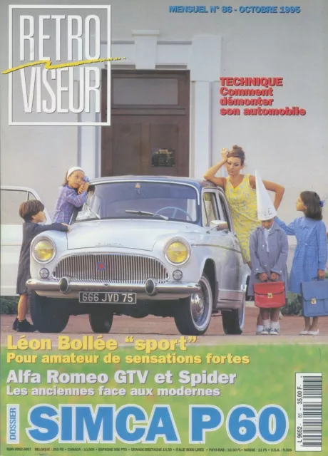 RETROVISEUR n°86 10/1995 SIMCA P60 LEON BOLL2E SPORT ALFA GTV & SPIDER