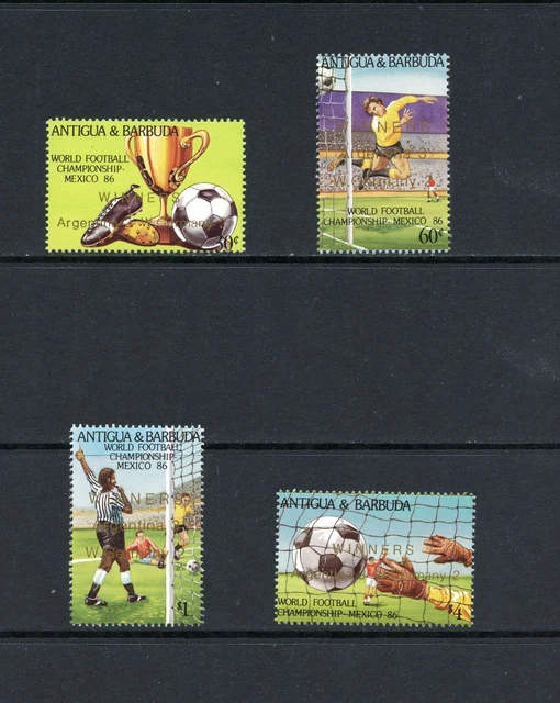 R1657 Antigua 1986 Football " Gagnants " Surimprimées 4v. MNH