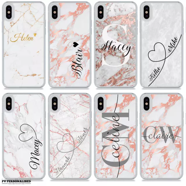 Name Initials Marble Personalised Phone Case Hard Cover For Apple Iphone