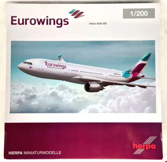 Herpa  ✈️ Eurowings AIRBUS A330-200 ✈️ 1:200 Scale Miniature Model Airplane BNIB