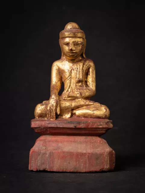 Antique wooden Burmese Buddha statue from Burma, 19th century