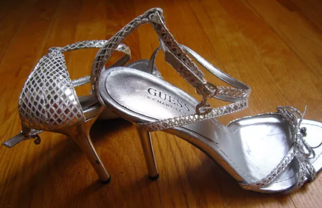 Womens GUESS dress heels Sz 8M by Marciano Silver Wedding Leather GWHopeful shoe