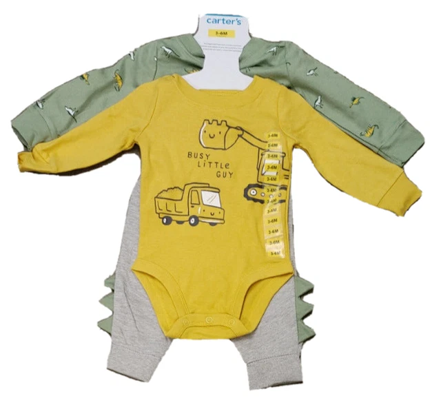 NWT Baby Boy CARTERS 3 Piece Dinosaur Construction Set Size 3-6M