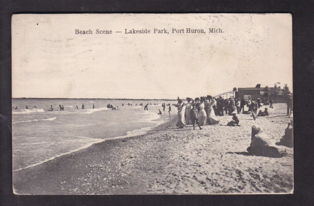 Port Huron, Mich., Beach Scene, Lakeside Park - 1907