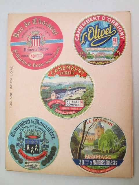 COLLECTION ETIQUETTES FROMAGE/   5    etiquettes  camembert  de touraine