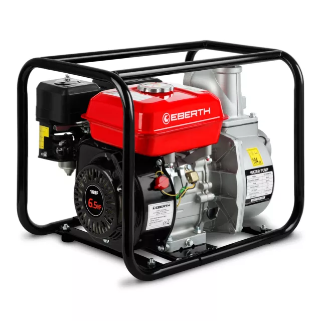 EBERTH Pompe à eau à essence thermique 3" 6,5CV Motorpompe 4 temps 60.000 L/h