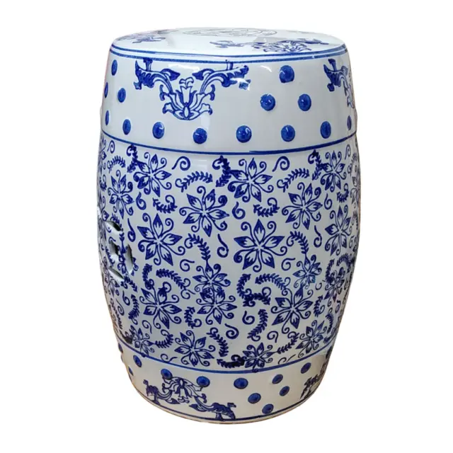 Blau Keramikhocker orientalisch chinesisch Porzellan Hocker Tisch M21929S