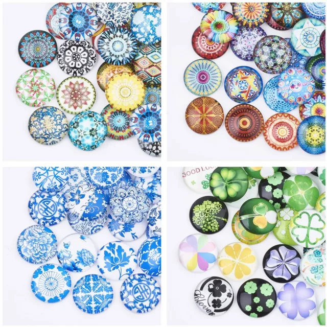 140 STCK. Flachrückseite Glas Cabochons gemischte Stile Kuppel bedruckt Glas Mosaik 18x5 mm