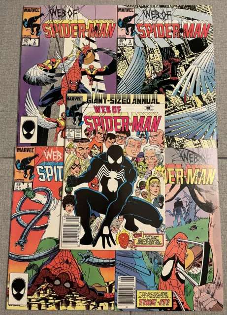 Web of Spider-Man 5 Issue Copper Age Lot #2,3,5,16, Annual 3 Newsstand Variants