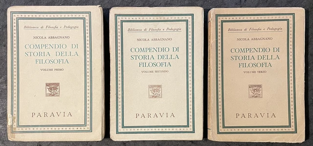 COMPENDIO DI STORIA Della Filosofia Abbagnano 1947 Paravia 3 Volumi EUR