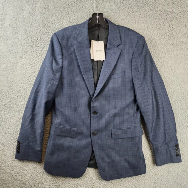 Theory Chambers Prestige Plaid Virgin Wool Blend Suit Jacket Men's 38R Navy L/S