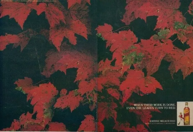 1978 Johnnie Walker Red Scotch Whisky Autumn Leaves Work Done Vtg Print Ad SI1