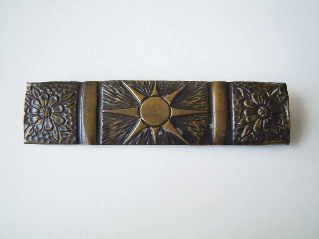 Ancienne Broche Bouquet De Fleurs En Laiton émaillé - Bijou Vintage Floral - Réf : CH20