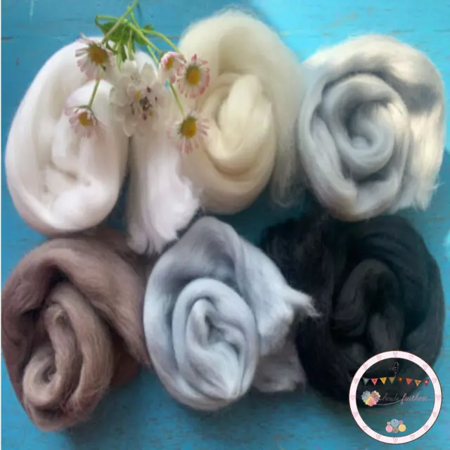 Heidifeathers® Merino Wool Tops - 'Grand Greys' Mix - Felting Wool Roving Fibres