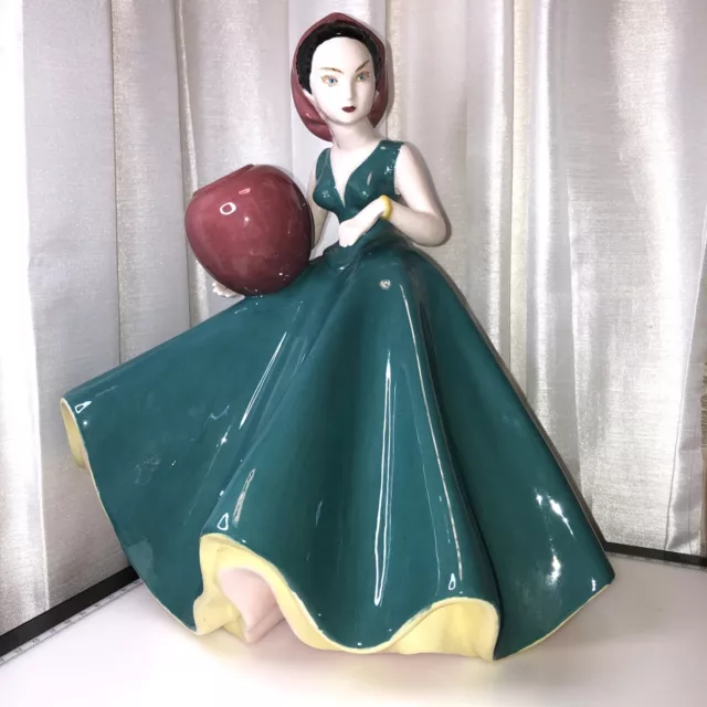 Vintage Ceramic MCM Studio Pottery Large Figurine Signed Woman Holding Jug 1966