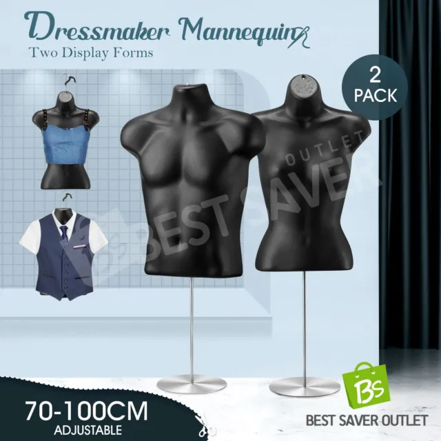 Male Female Mannequin Display Dressmakers Model Torso Dress Form 70-100cm Black
