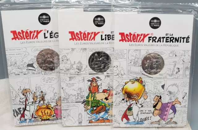 3x Asterix 10€ Gedenkmünze Obelix Frankreich Et La Liberte Fraternite L Egalite