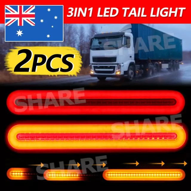 Pair LED Halo Neon Tail Lights sequential Rear taillight Car Truck Trailer Ute