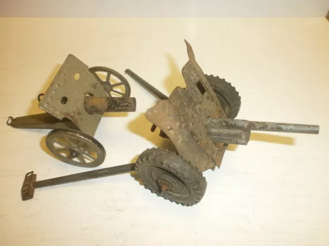 Convolute 2 Old Hausser Elastolin Tin Cannon Pak 21cm for 7cm Ground Soldiers