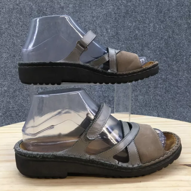 Naot Sandal Womens 37 Gray Slide Wedge Open Toe Slip On Casual Comfort Leather