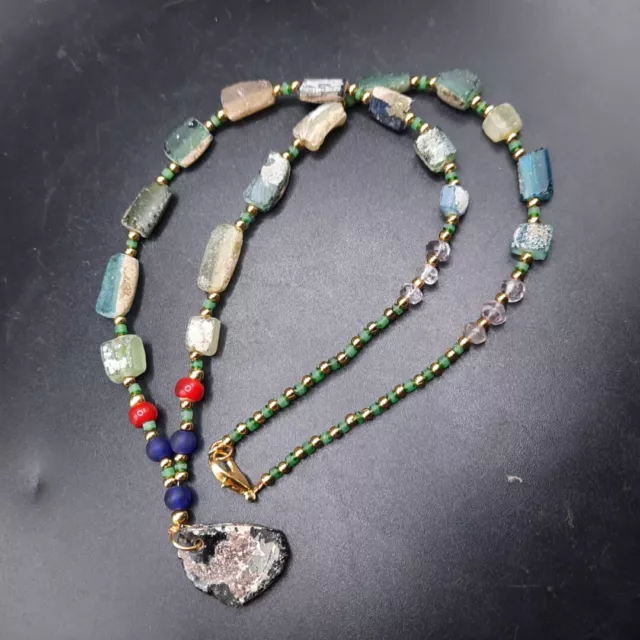 Afghanistan Unique Ancient Roman Glass Rare Beads Charming Necklace