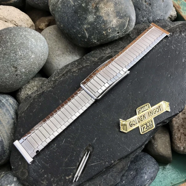 rare 1959 10k White Gold-Filled nos Speidel Golden Ingot nos Vintage Watch Band
