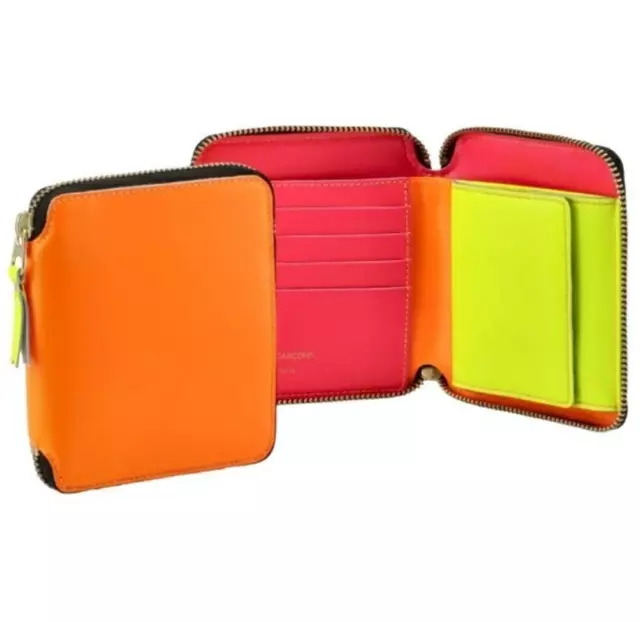 COMME DES GARCONS wallet Unisex SUPER FLUO round zipper LIGHT ORANGE Japan New