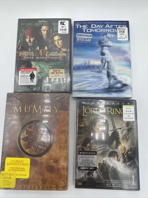 Lot 5 DVD Movies Pirates Caribbean Dead, Day After, Mummy I & II, Lord Of Rings