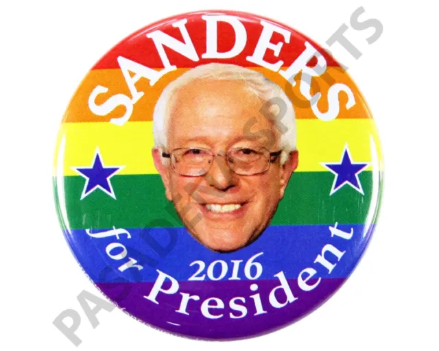 2016 BERNIE SANDERS for PRESIDENT 2.25" CAMPAIGN BUTTON GAY LESBIAN RAINBOW LBGT