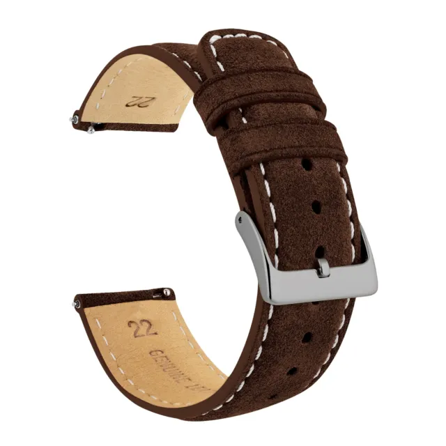 Chocolate Brown Suede Beige Stitching Watch Band Watch Band