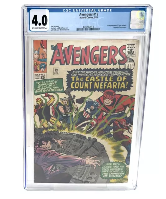 Avengers #13 CGC 4.0, 1965 Kirby/Stan Lee KEY 1st App of Count Nefaria, FF Cameo