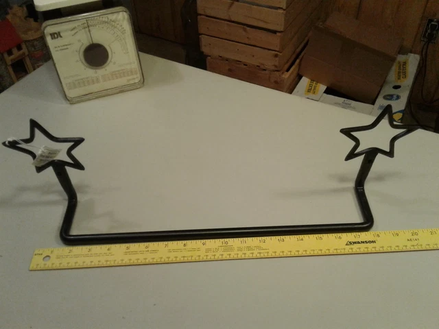 Primitive Black Wrought Iron Strong 16" Towel Bar