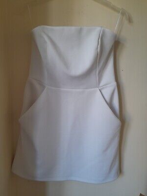 ❤ River island white short strapless fitted dress size 14 ❤