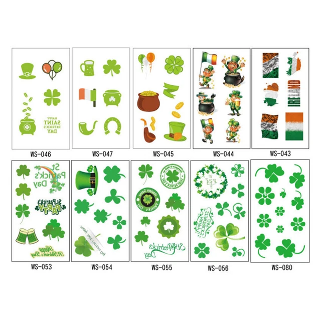 10 SHEETS TEMPORARY Tattoos Waterproof Sticker Decal Irish Festival ...