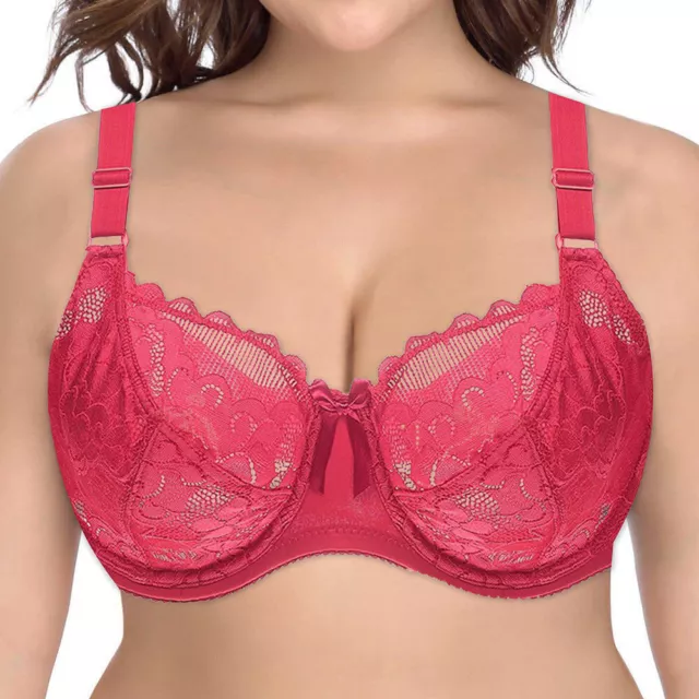 36-52 C D DD Women Underwire Push Up Padded Lace Full Coverage Minimizer Bra
