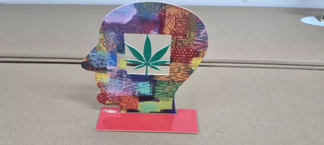 David Gerstein Tête Pop Art Cannabis Gras Grass Sculpture Acier Laser