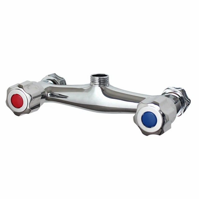 Modern Chrome Bathroom Sink Bath Filler Tap Shower Mixer Taps 1/2" Twin Outlet