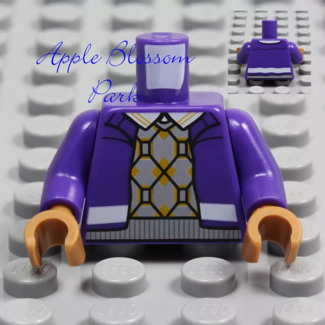 NEW Lego Minifig PURPLE JACKET TORSO -Sweater Vest Shirt Medium Dark Flesh Hands