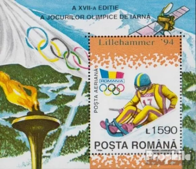 Rumania Bloque 288 (completa edición) nuevo con goma original 1994 olímpicos.Jue