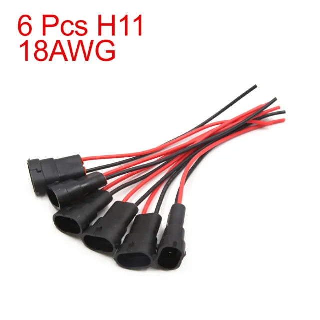 6Pcs H11 Fog Light Bulb Extension Wire Harness Female Socket Connector for Car