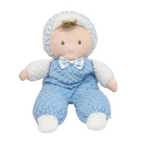 10& VINTAGE EDEN Baby Blue Boy Doll Waffle Brown Hair Stuffed Animal
