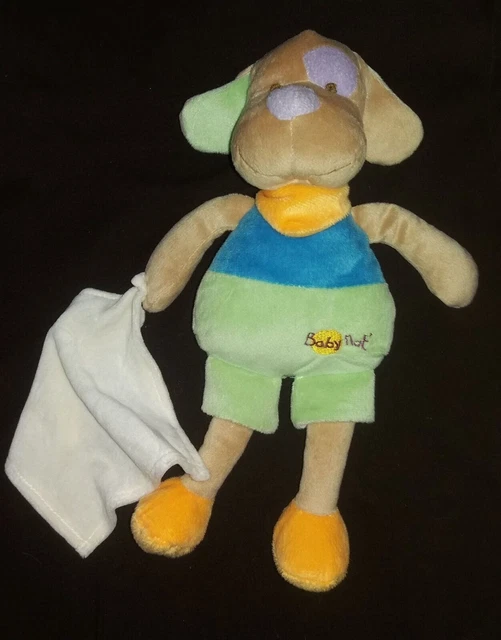 Peluche Doudou Baby Nat Chien Vert Bleu Tbe