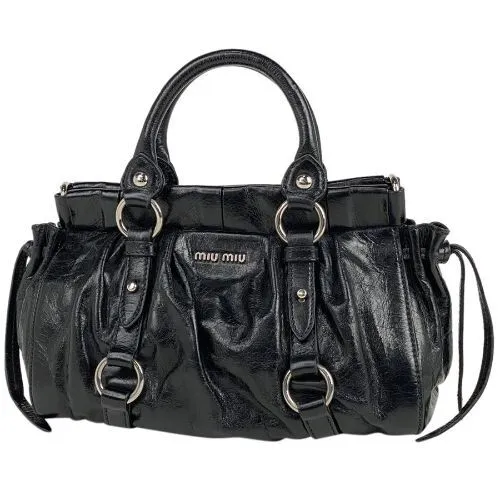 Miu Miu VITELLO LUX RN0647 Women's Leather Handbag,Shoulder Bag Black BF520493