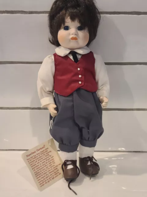 Vintage Hopechest Heirloom Porcelain Doll Paperboy 10"