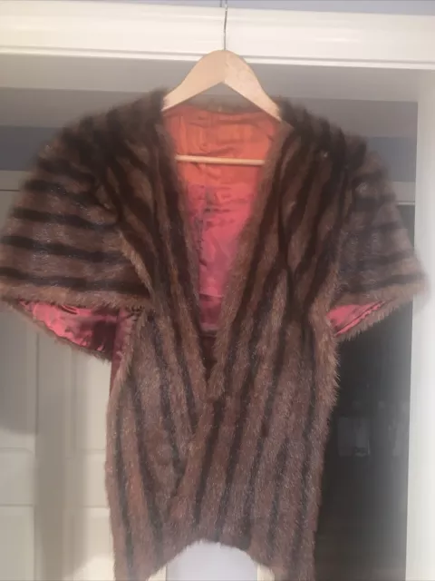 Vintage Real Dark brown mink with black stripes please view pics