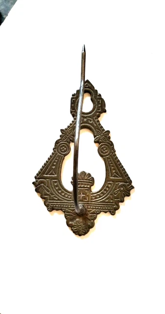 Antique Vintage Ornate Brass Wall Mount Paper Receipt Spike Spindle Curved Hook
